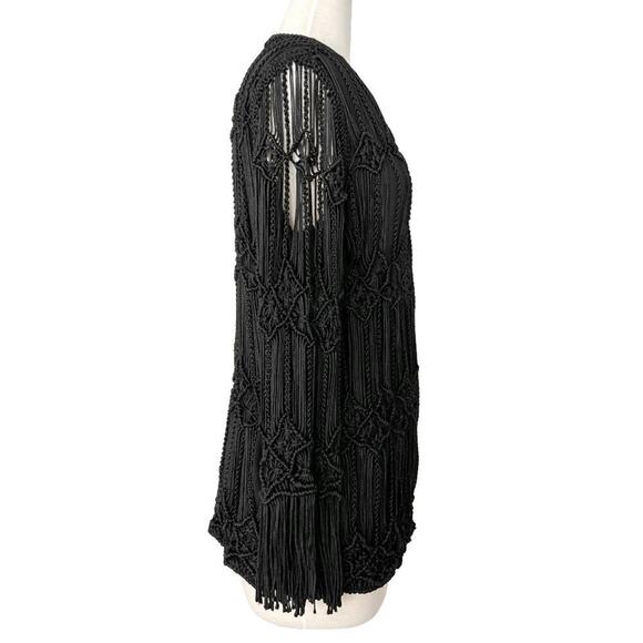 Vintage Giorgio Armani Macramé Crochet Fringe Jacket – Boho Luxe Statement Piece - Picture 5 of 8